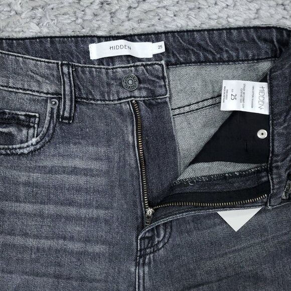 Hidden Zoey Mom Tapered Jeans Ripped High Rise Gray Busted Knee Size 25 - Picture 6 of 12